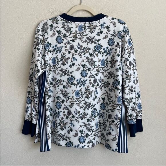 TNUCK SPORT White Wildflower Maggie Pullover Floral Striped Crewneck xl - Picture 9 of 12
